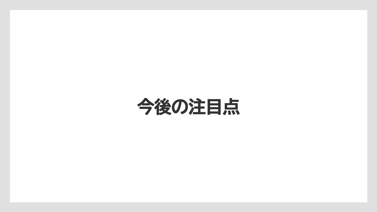 今後の注目点