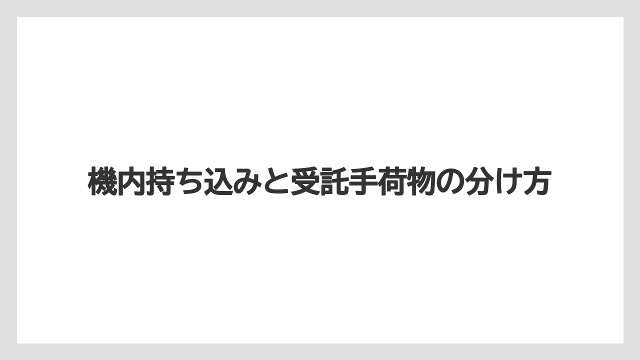 機内持ち込みと受託手荷物の分け方