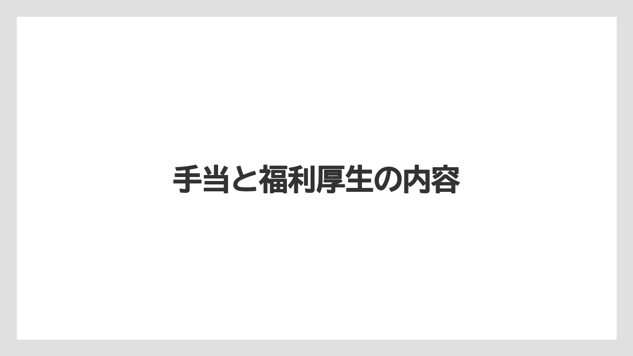 手当と福利厚生の内容