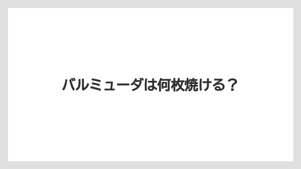 バルミューダは何枚焼ける?