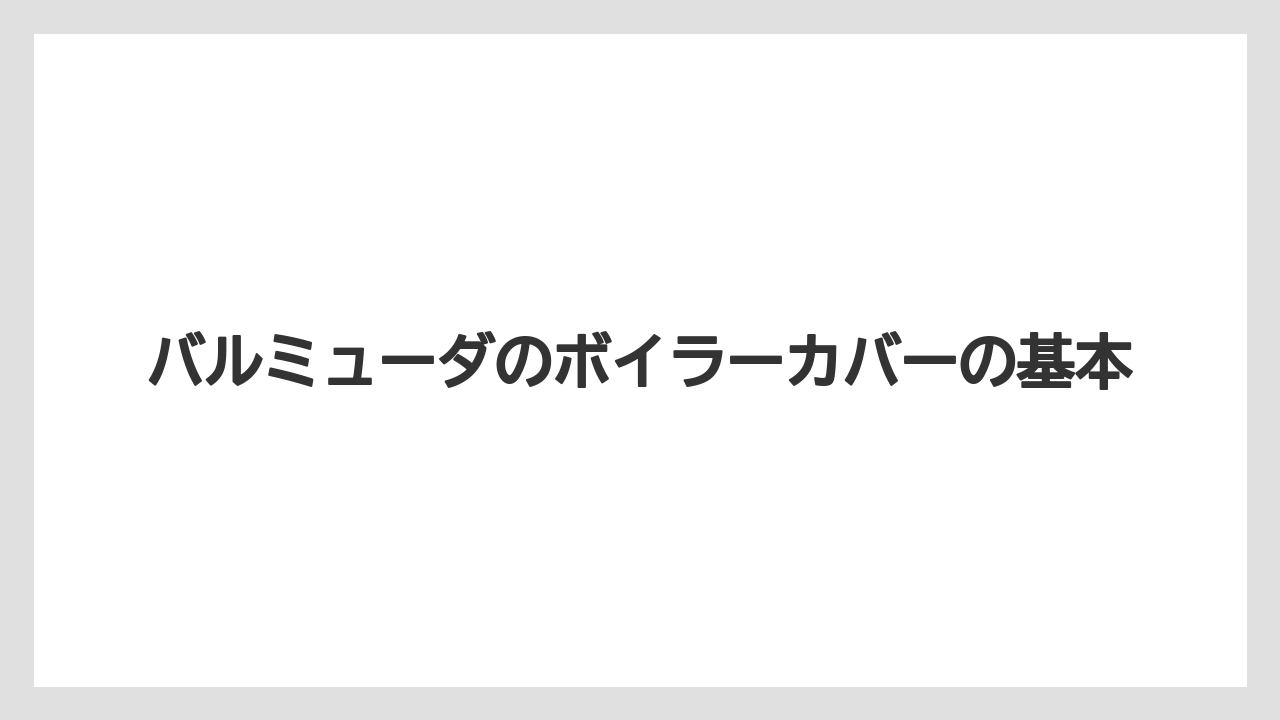 バルミューダのボイラーカバーの基本