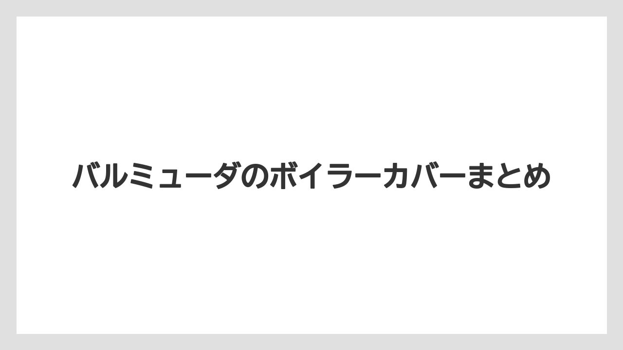 バルミューダのボイラーカバーまとめ