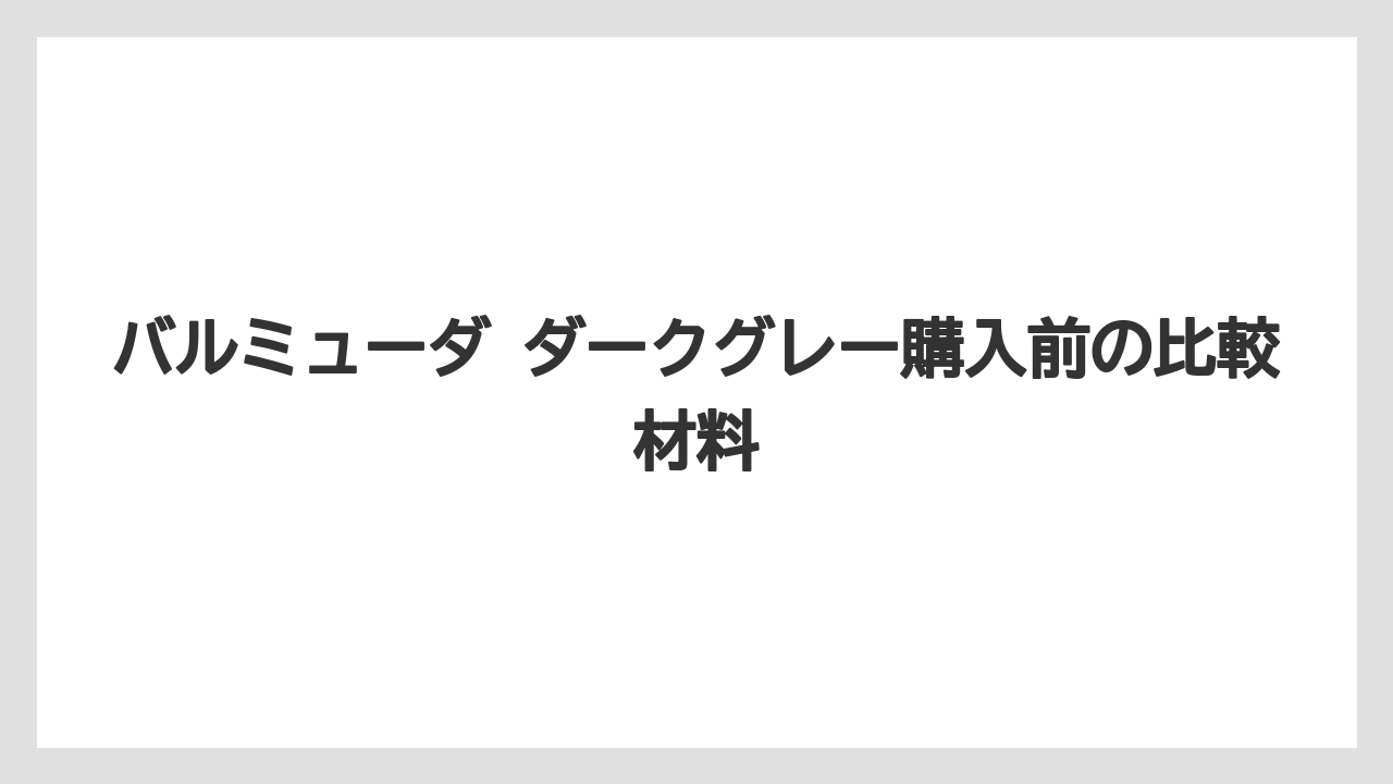 バルミューダ ダークグレー購入前の比較材料