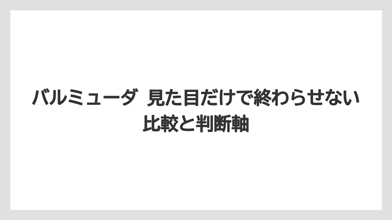 バルミューダ 見た目だけで終わらせない比較と判断軸