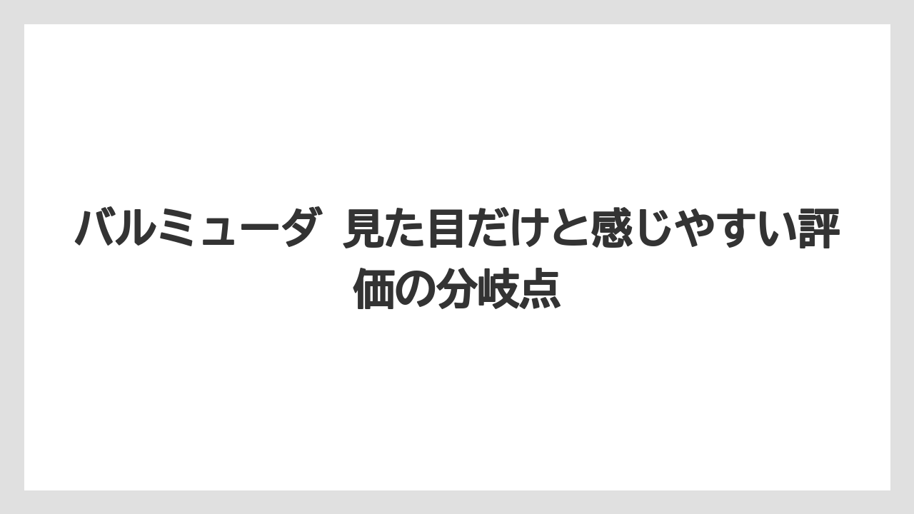 バルミューダ 見た目だけと感じやすい評価の分岐点