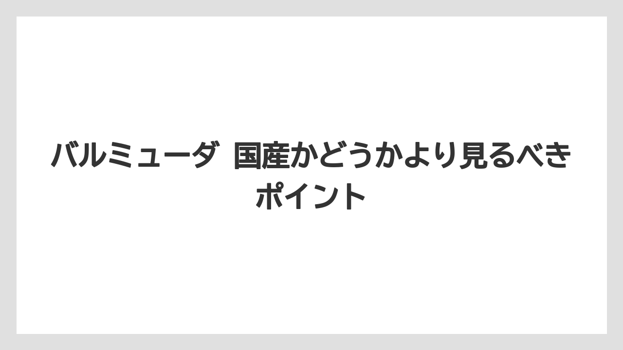 バルミューダ 国産かどうかより見るべきポイント