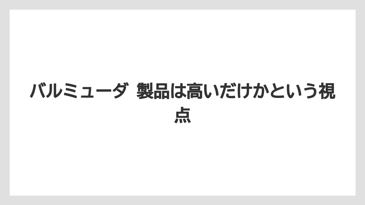 バルミューダ 製品は高いだけかという視点