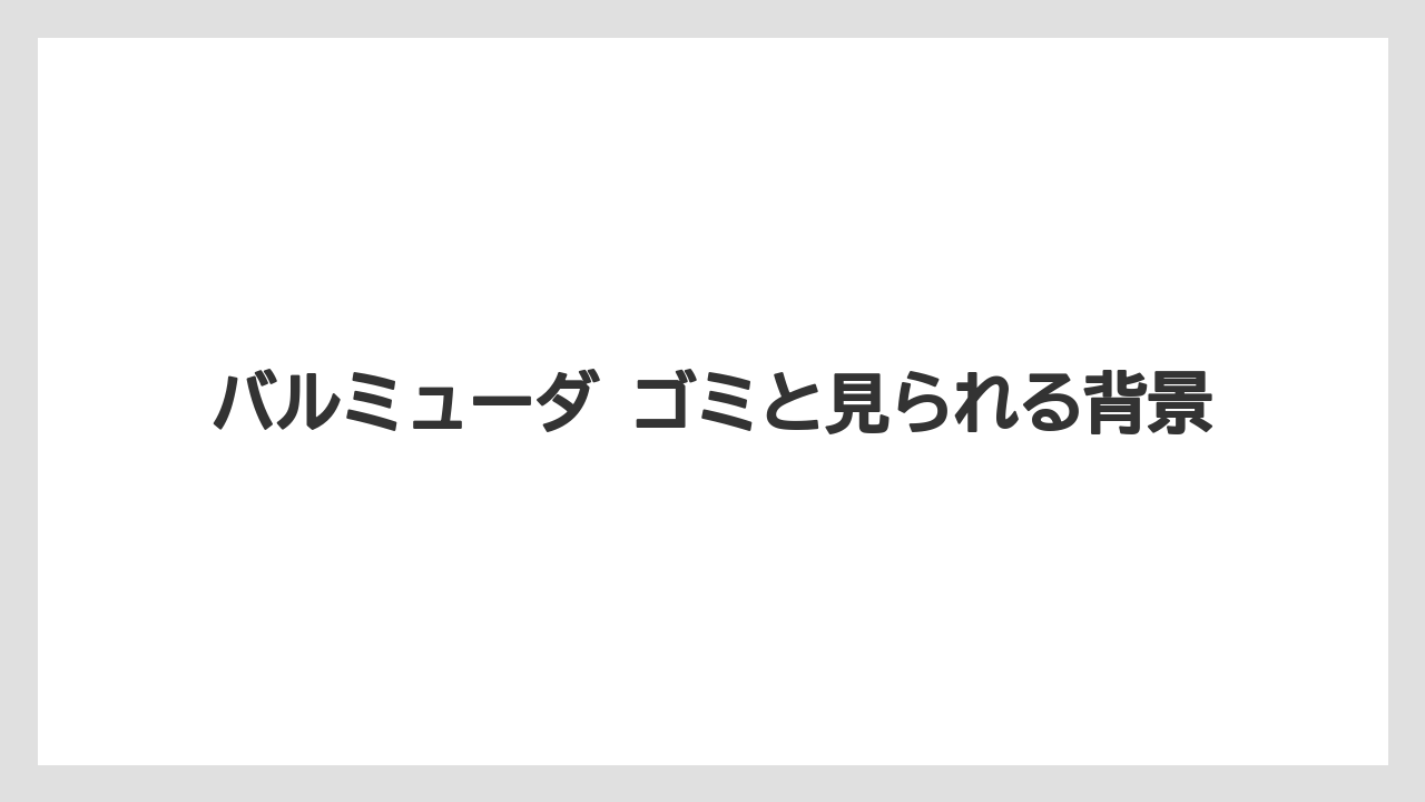 バルミューダ ゴミと見られる背景