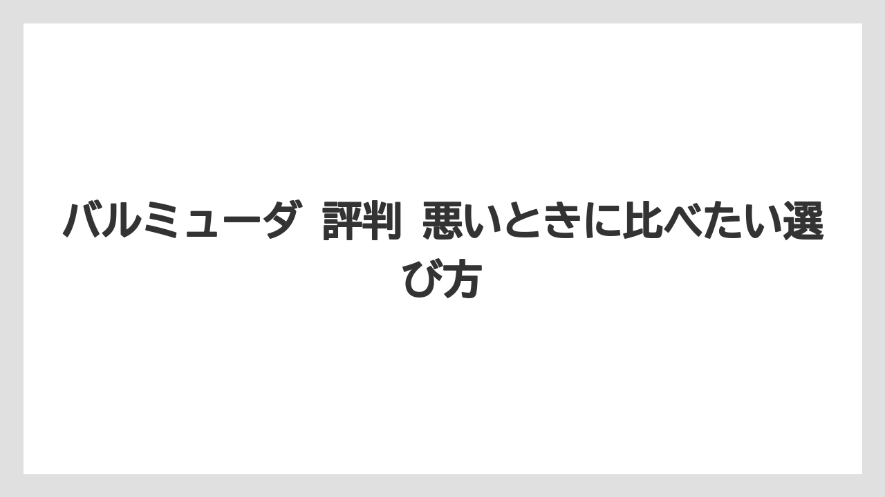 バルミューダ 評判 悪いときに比べたい選び方