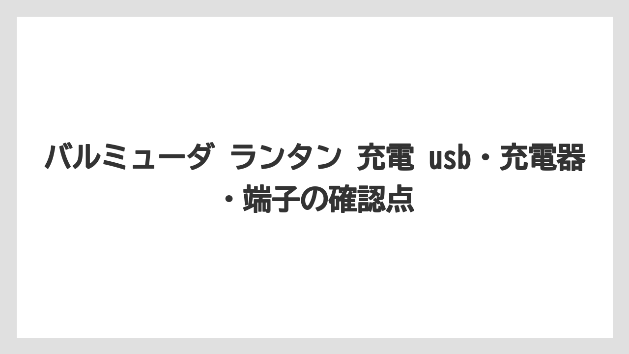 バルミューダ ランタン 充電 usb・充電器・端子の確認点