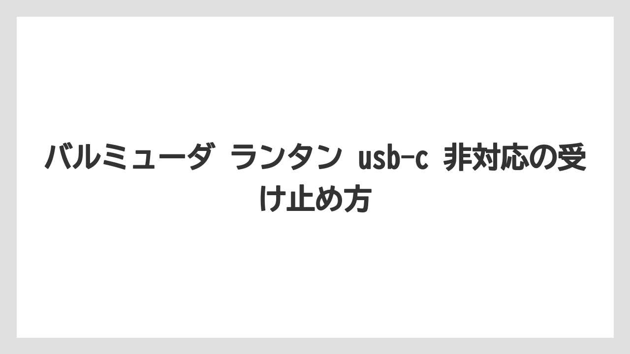 バルミューダ ランタン usb-c 非対応の受け止め方