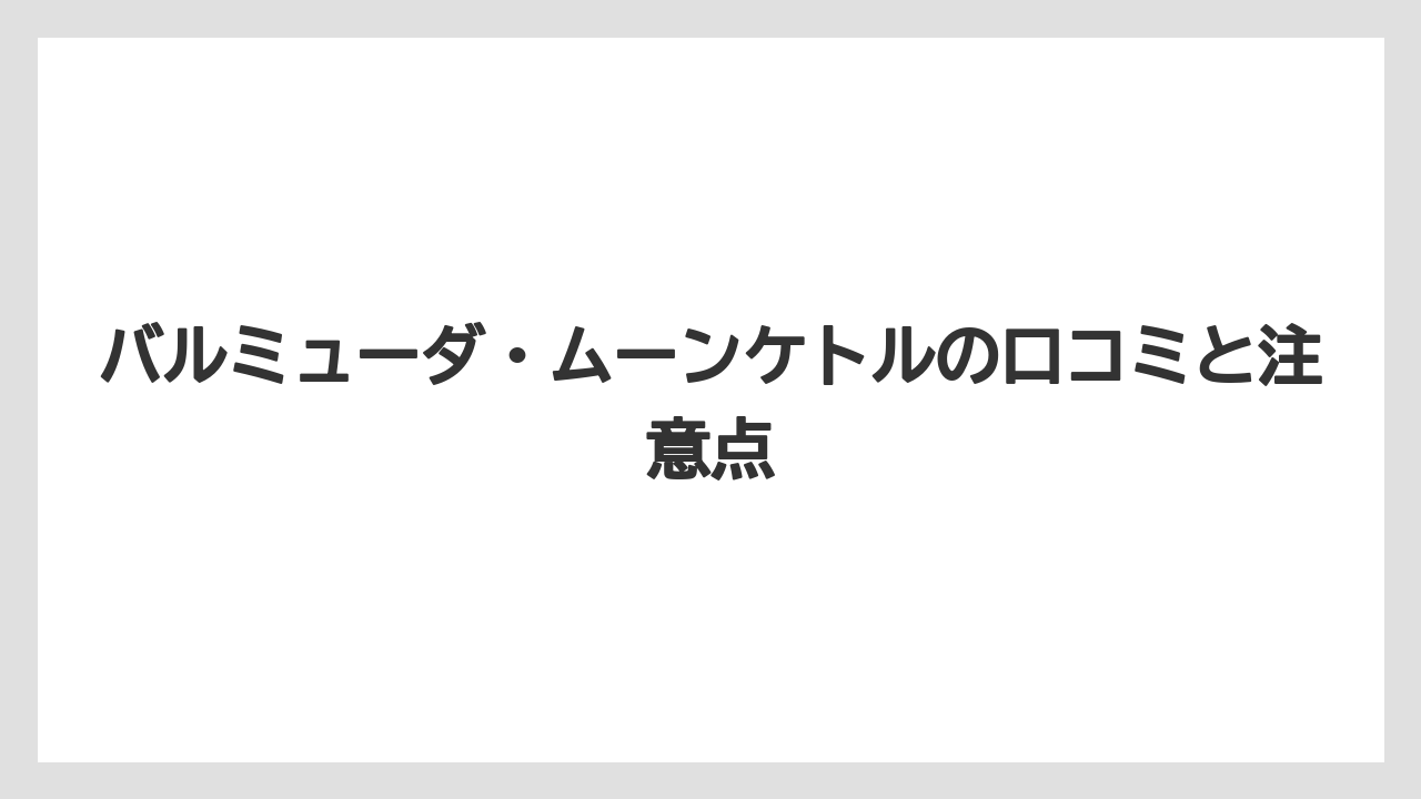 バルミューダ・ムーンケトルの口コミと注意点