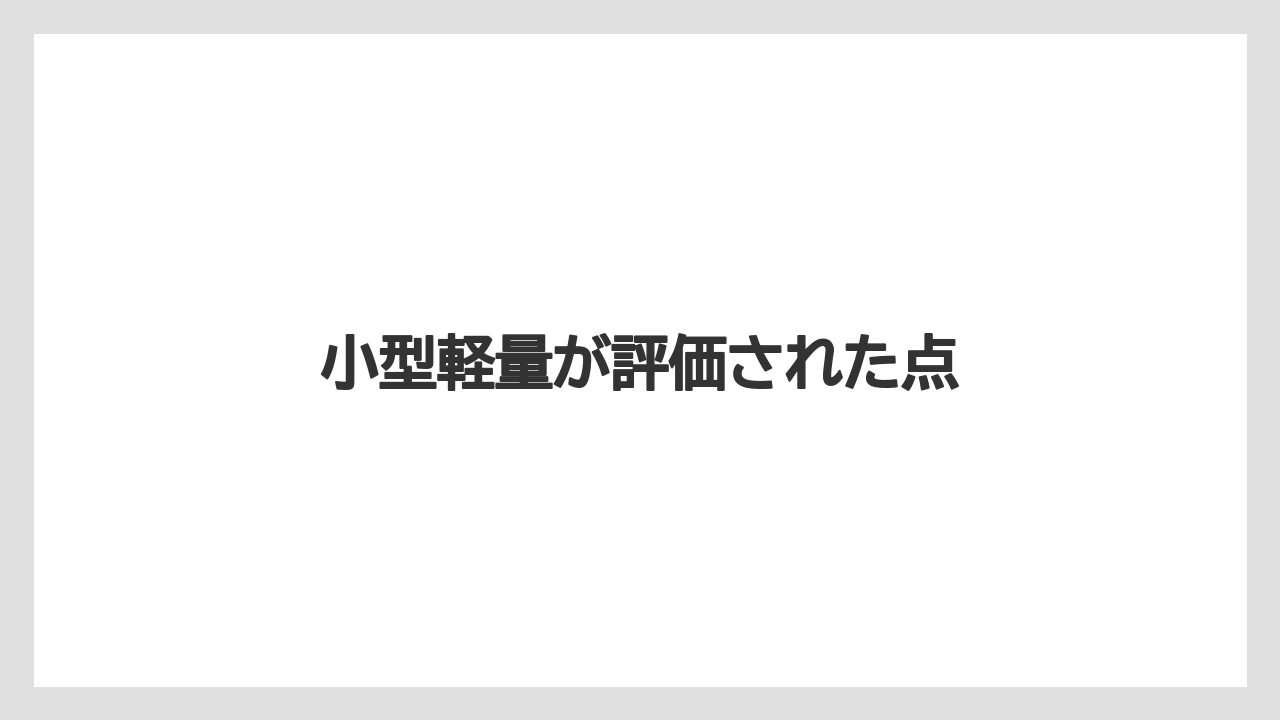 小型軽量が評価された点