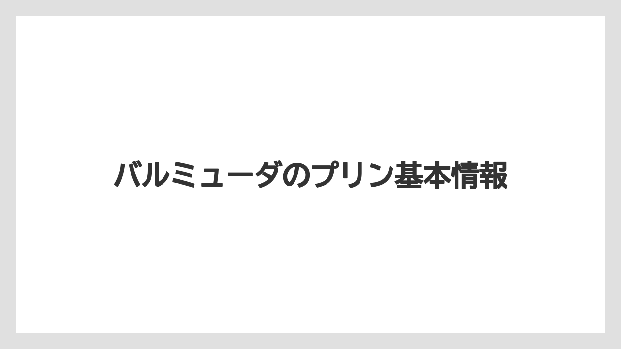 バルミューダのプリン基本情報