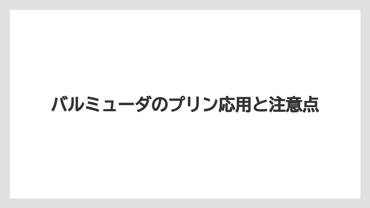 バルミューダのプリン応用と注意点