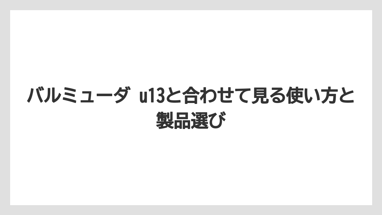 バルミューダ u13と合わせて見る使い方と製品選び
