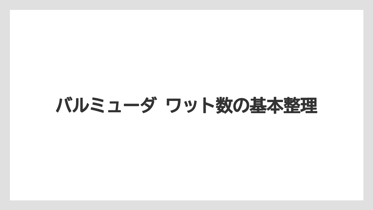 バルミューダ ワット数の基本整理