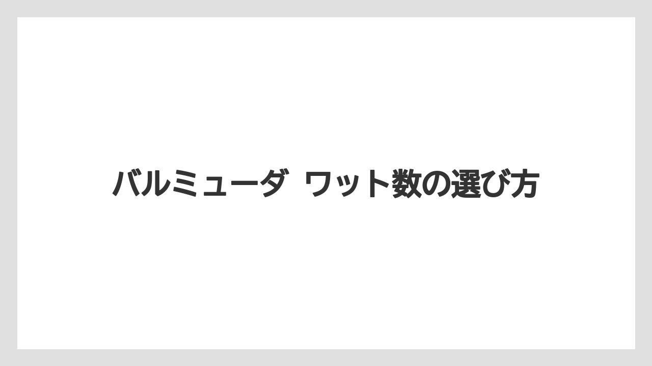 バルミューダ ワット数の選び方