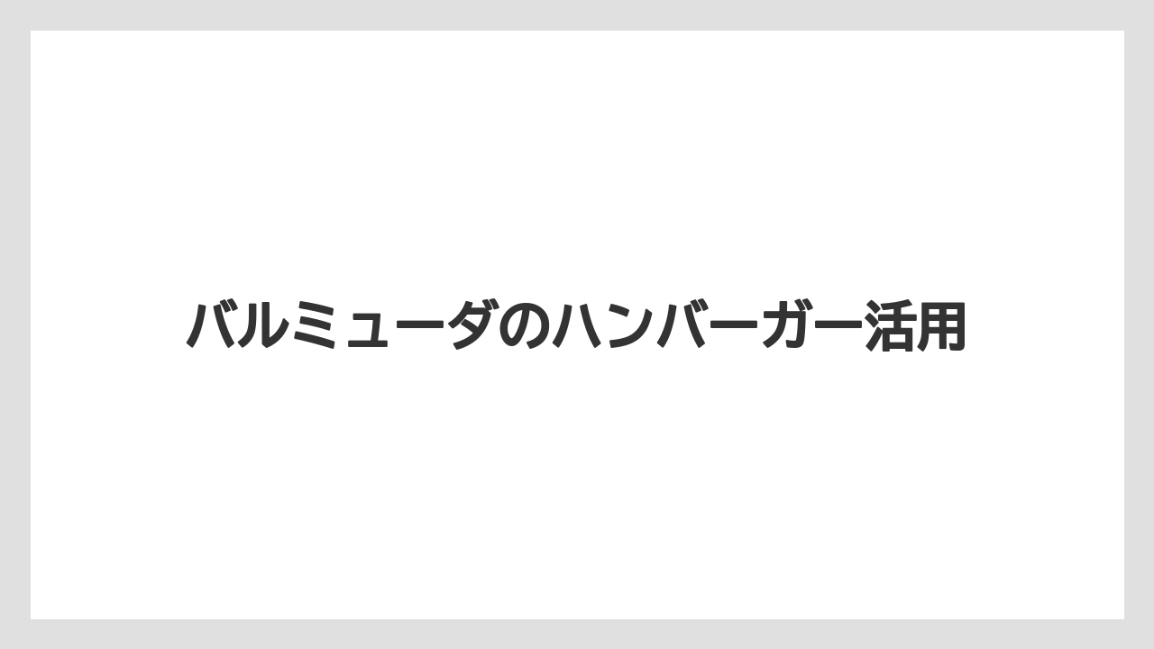 バルミューダのハンバーガー活用