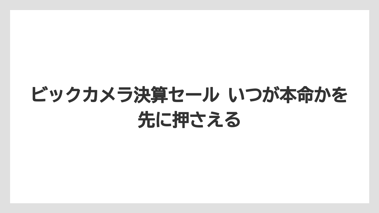 ビックカメラ決算セール いつが本命かを先に押さえる