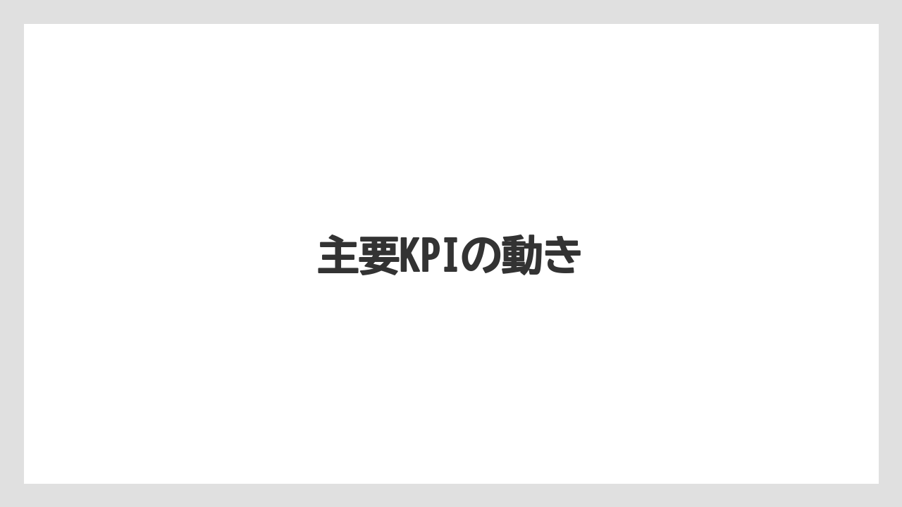 主要KPIの動き