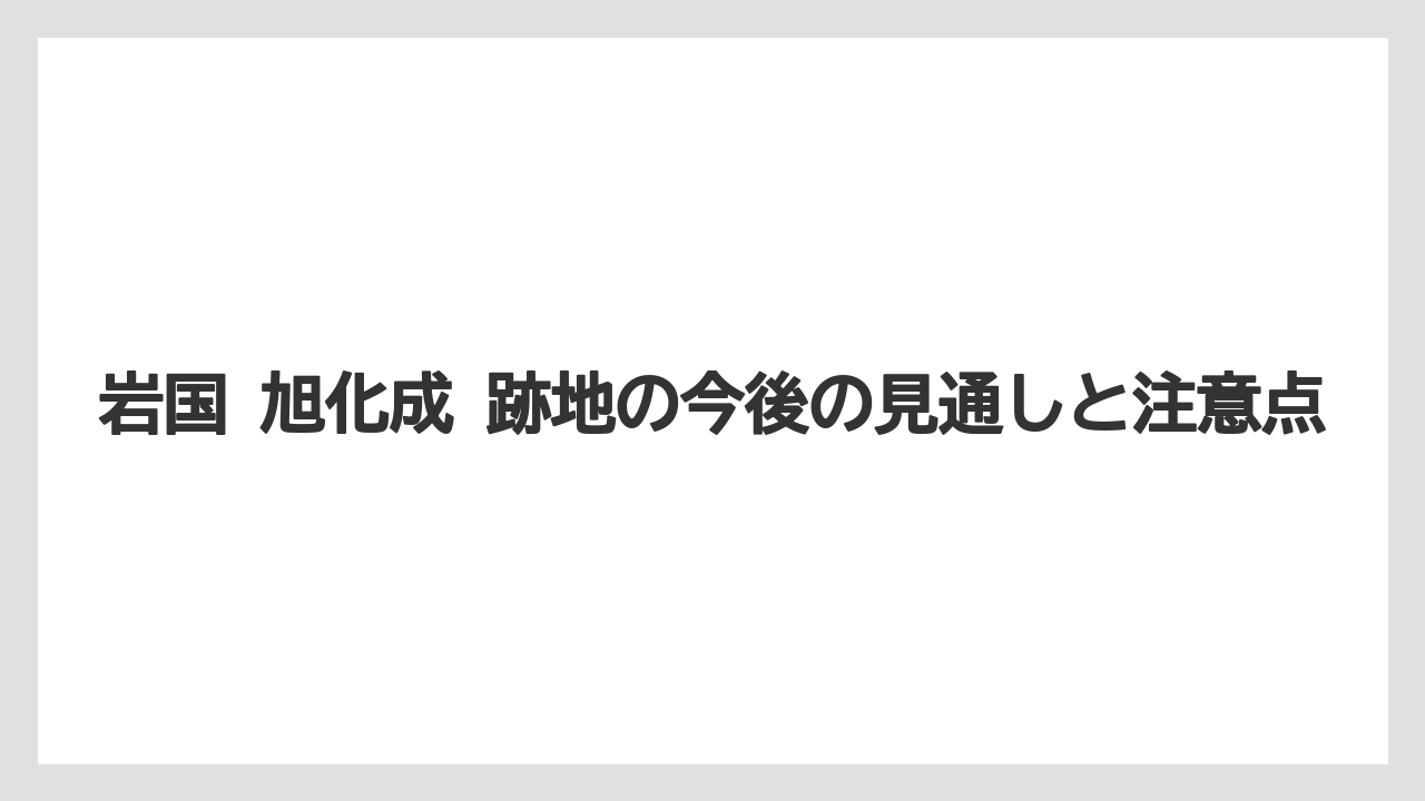 岩国 旭化成 跡地の今後の見通しと注意点
