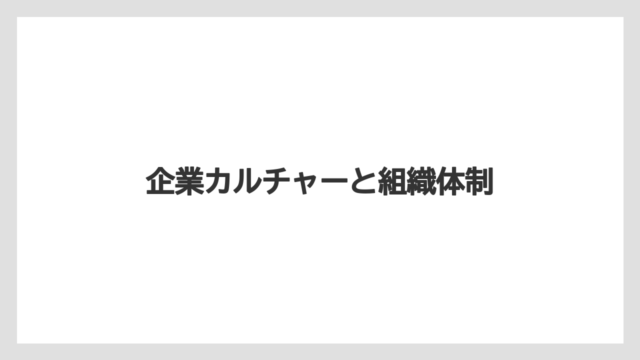 企業カルチャーと組織体制