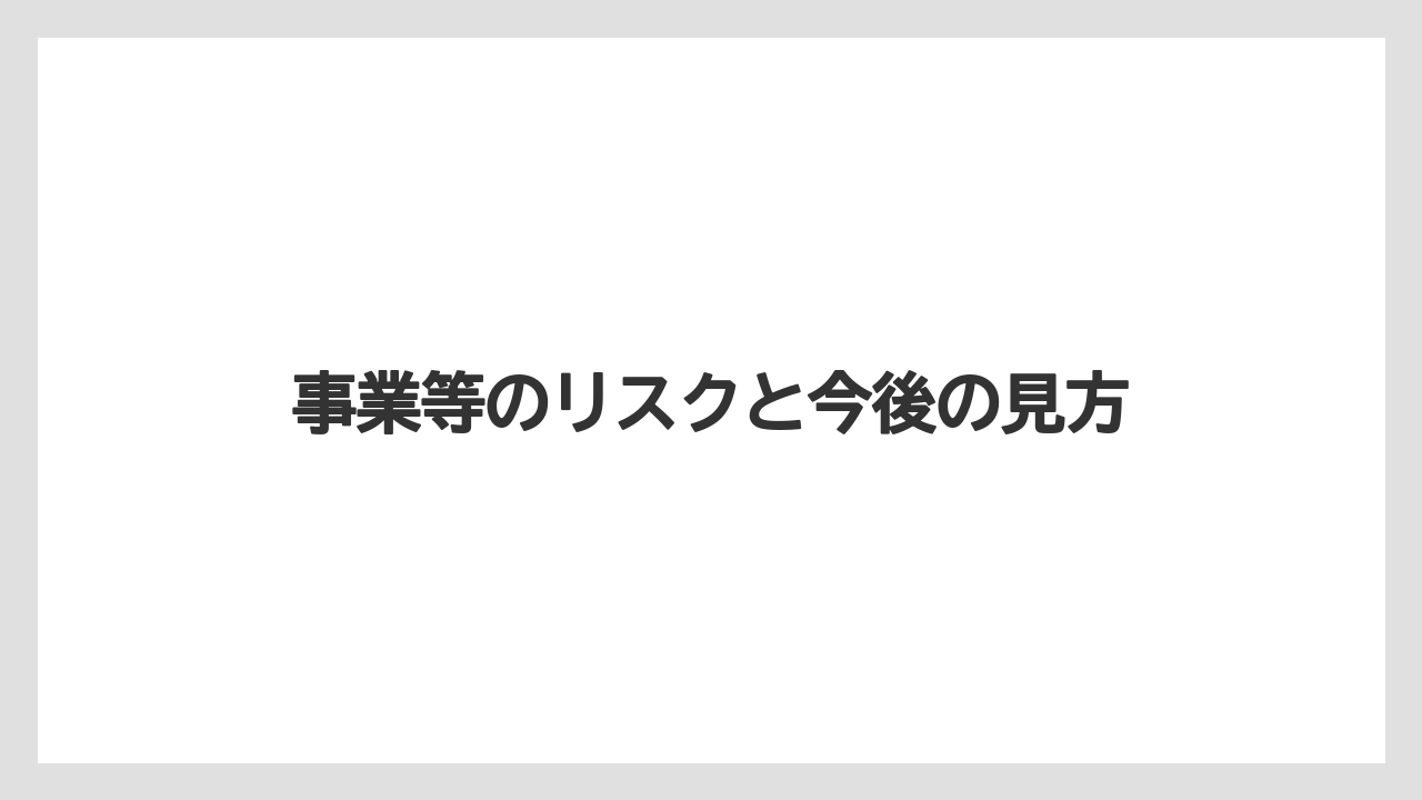 事業等のリスクと今後の見方