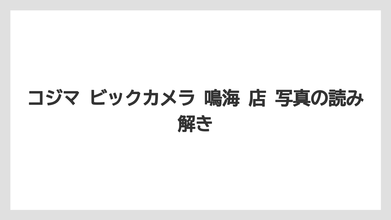 コジマ ビックカメラ 鳴海 店 写真の読み解き
