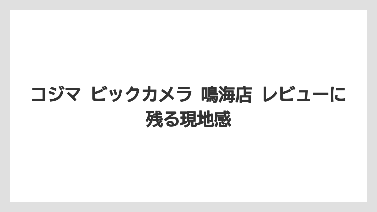 コジマ ビックカメラ 鳴海店 レビューに残る現地感