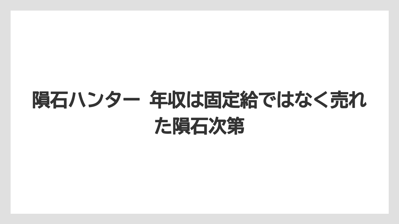 隕石ハンター 年収は固定給ではなく売れた隕石次第