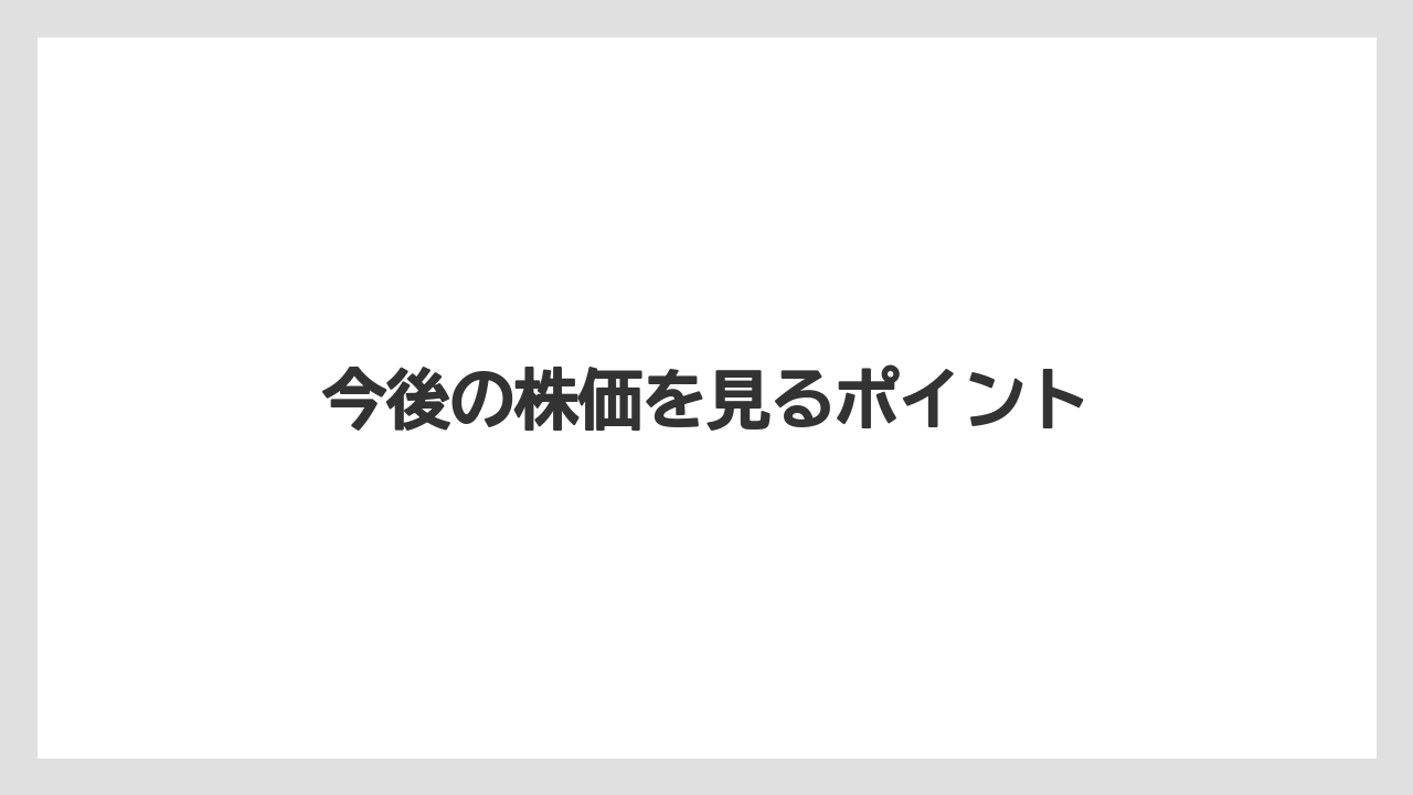 今後の株価を見るポイント