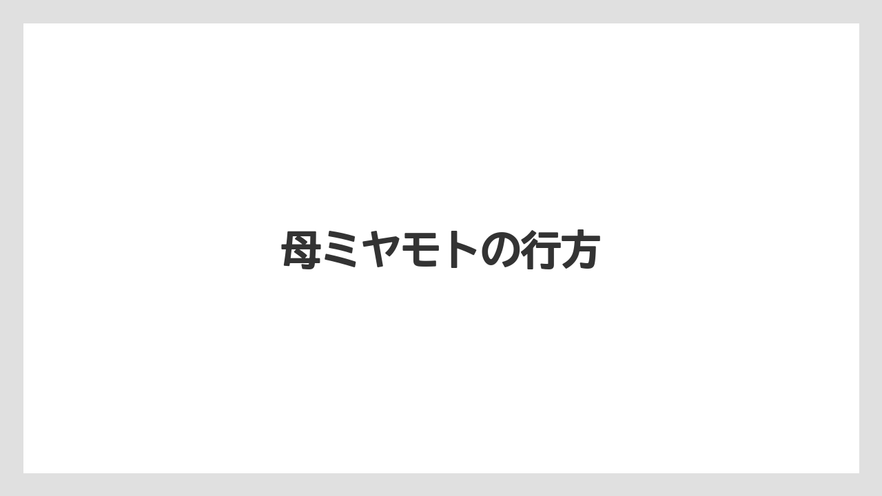 母ミヤモトの行方