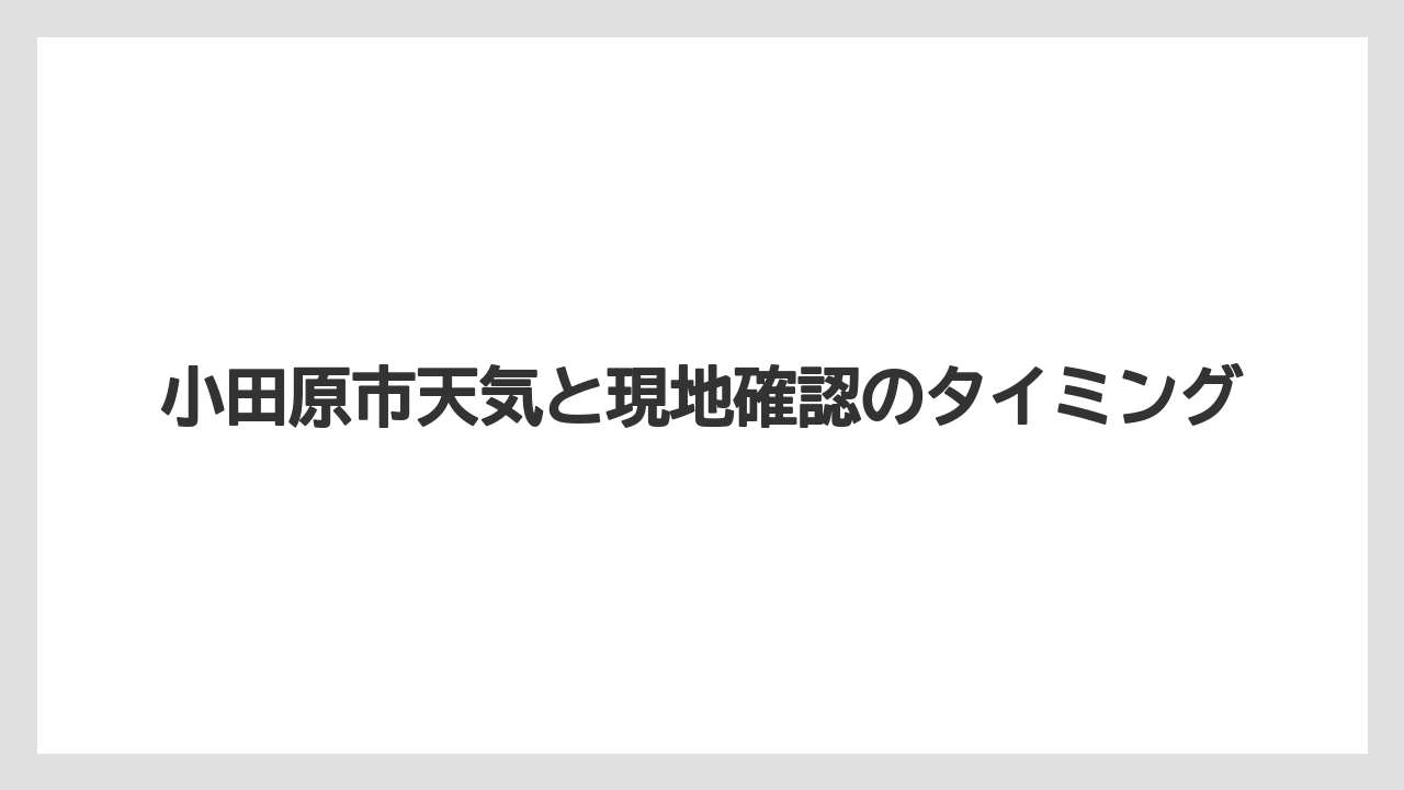 小田原市天気と現地確認のタイミング
