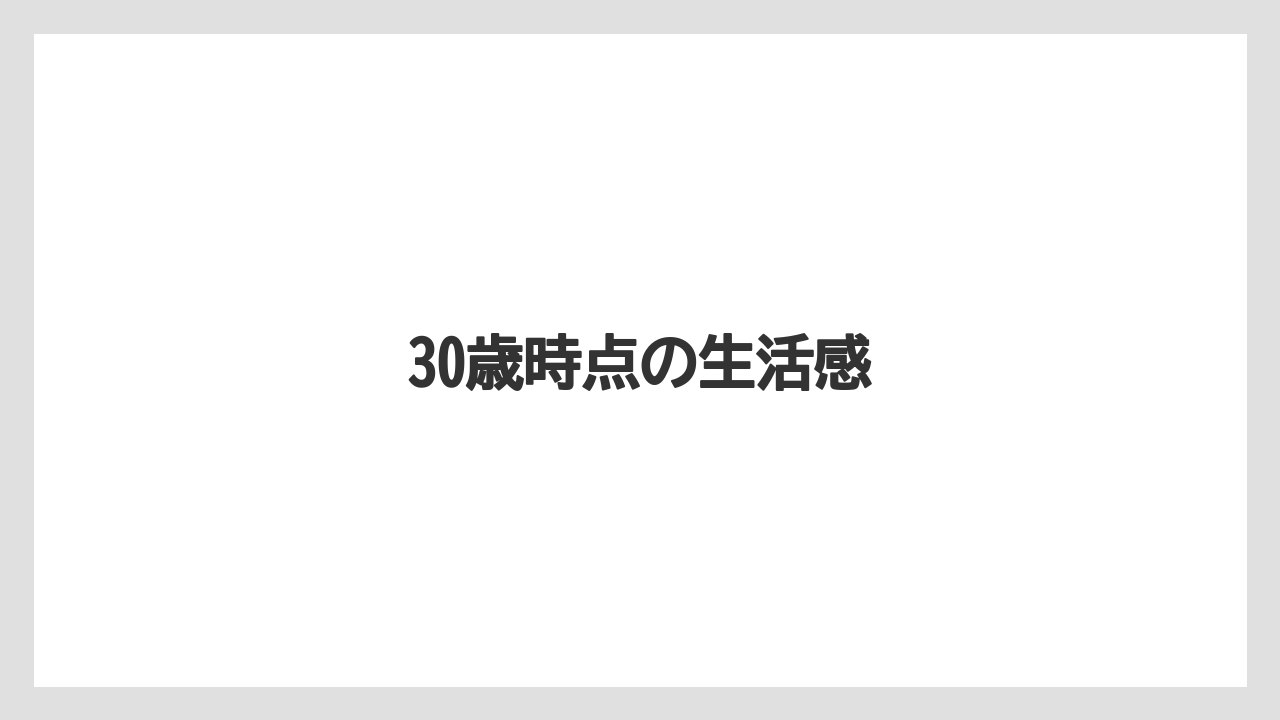 30歳時点の生活感