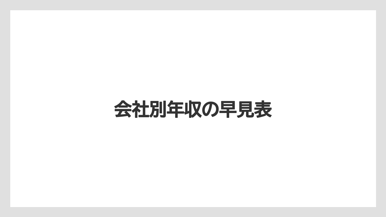 会社別年収の早見表