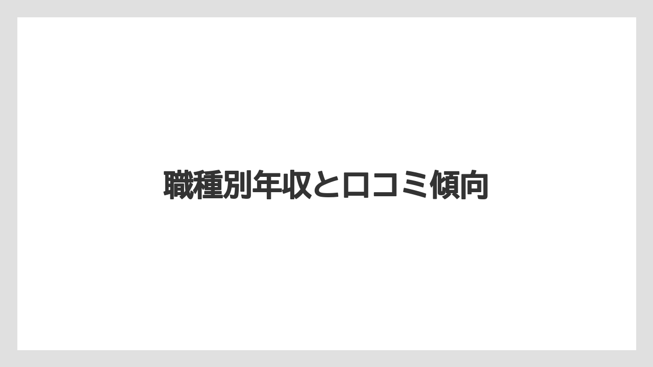 職種別年収と口コミ傾向