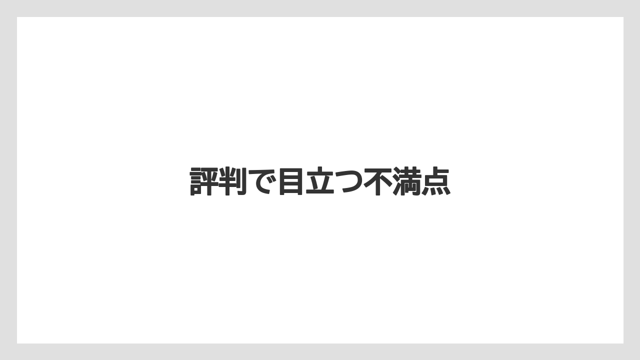 評判で目立つ不満点