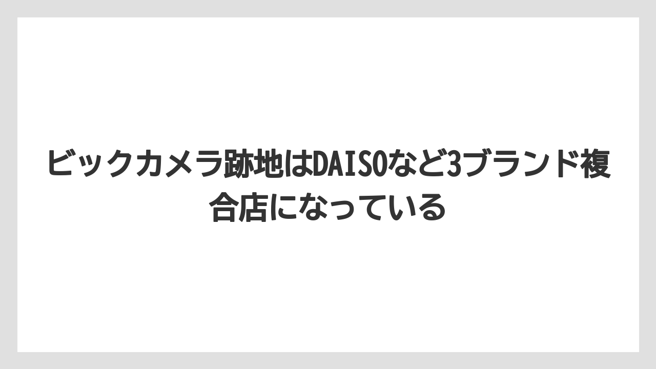 ビックカメラ跡地はDAISOなど3ブランド複合店になっている