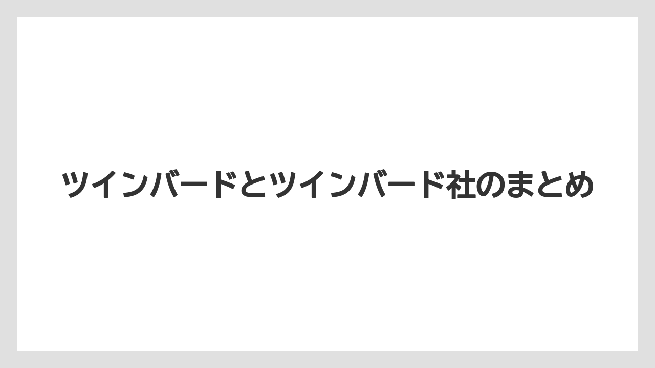 ツインバードとツインバード社のまとめ