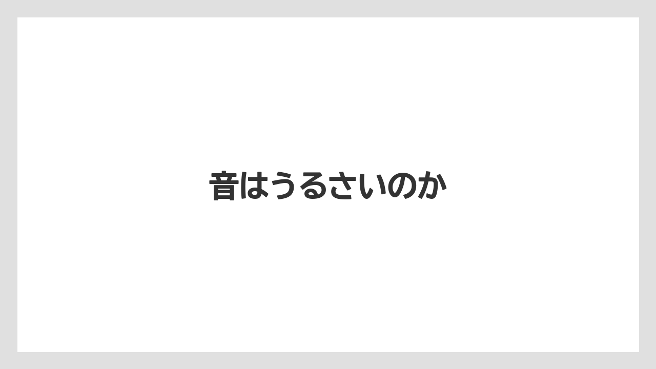 音はうるさいのか