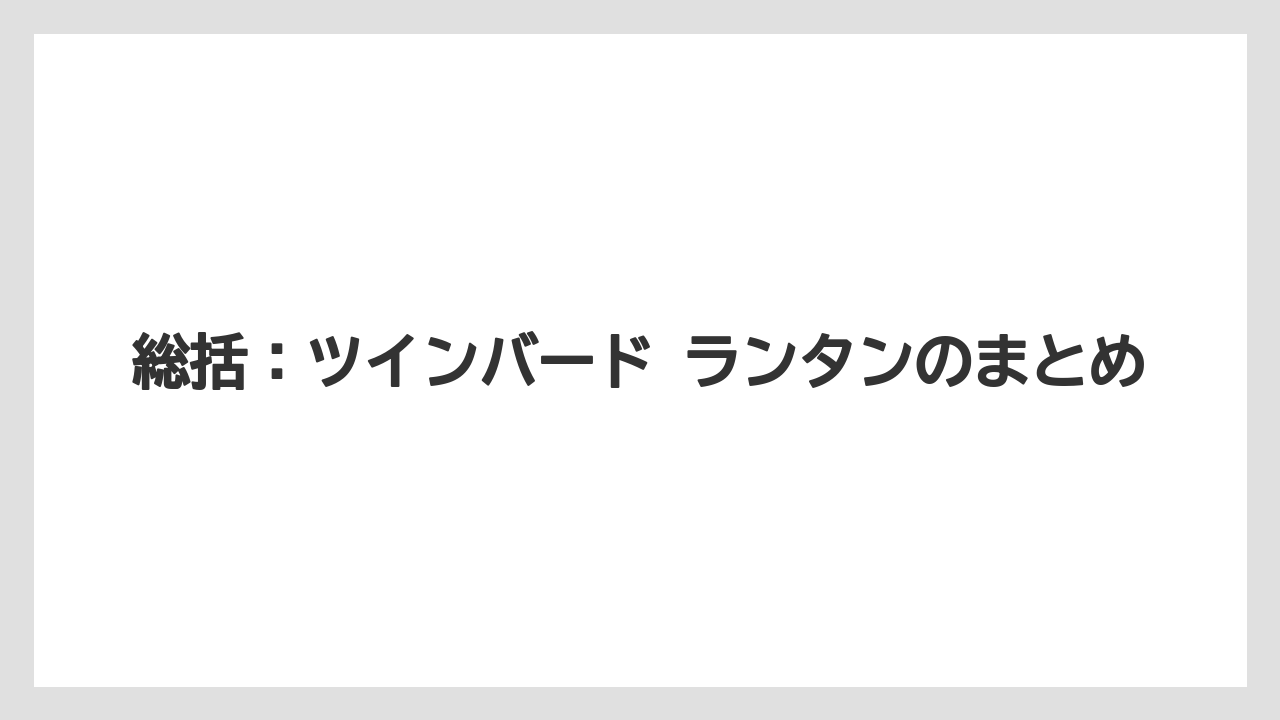 総括:ツインバード ランタンのまとめ