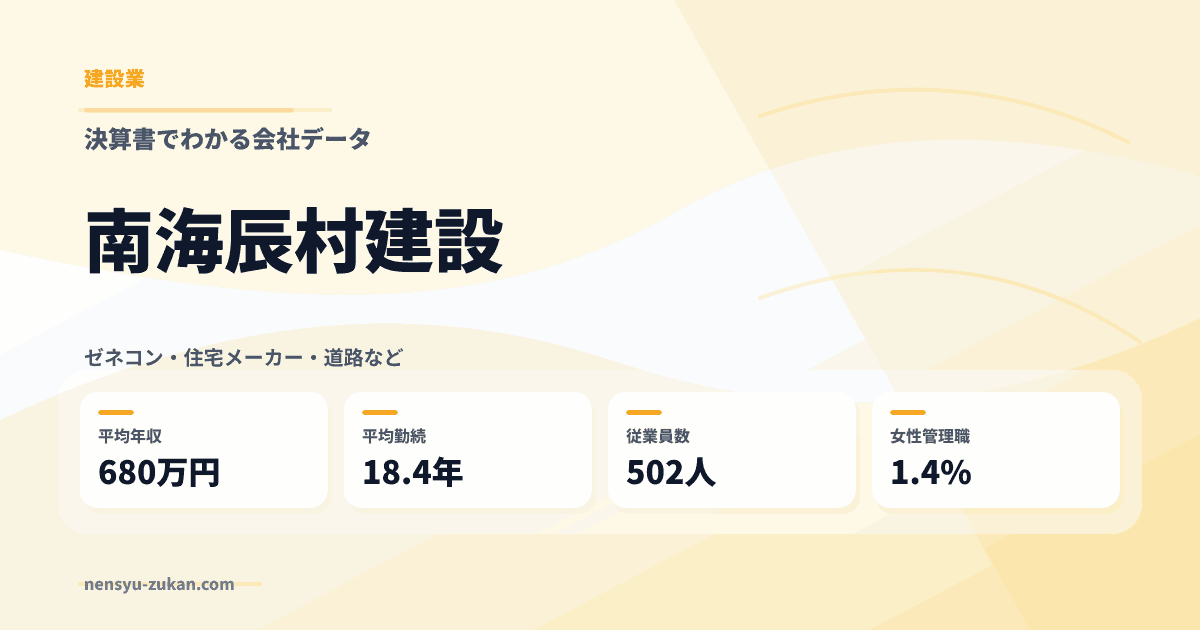 南海辰村建設の年収・働き方データ