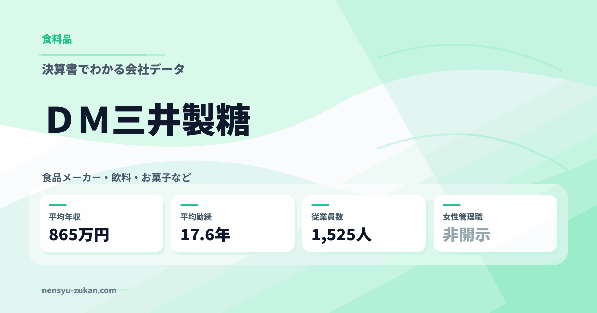 ＤＭ三井製糖の年収・働き方データ
