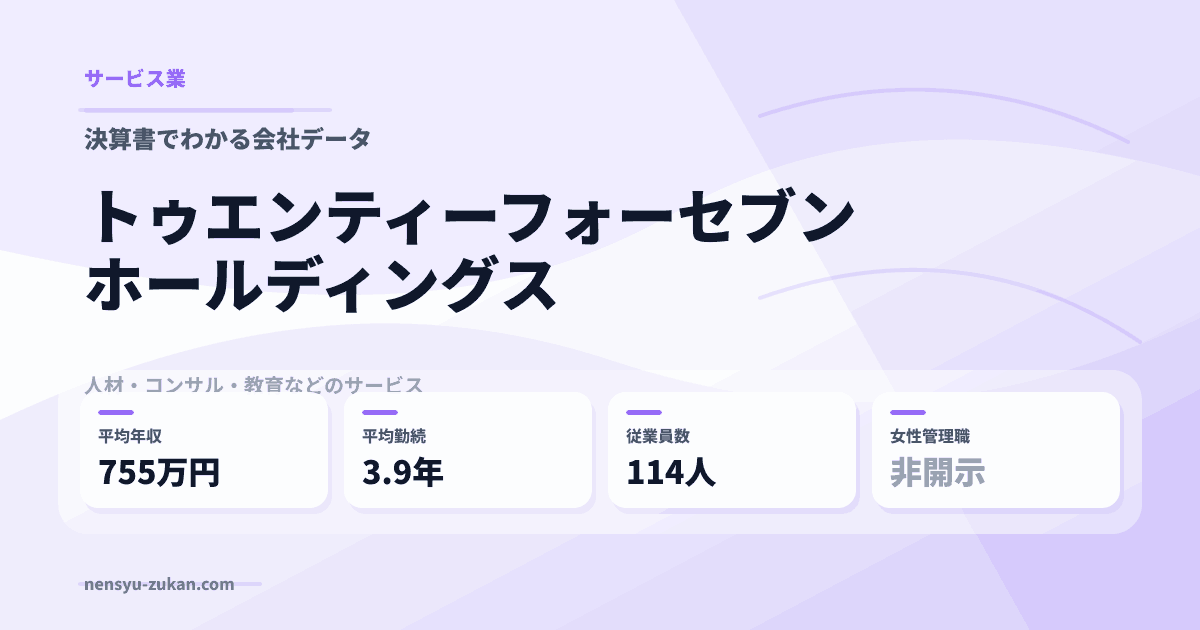 トゥエンティーフォーセブンホールディングスの年収・働き方データ