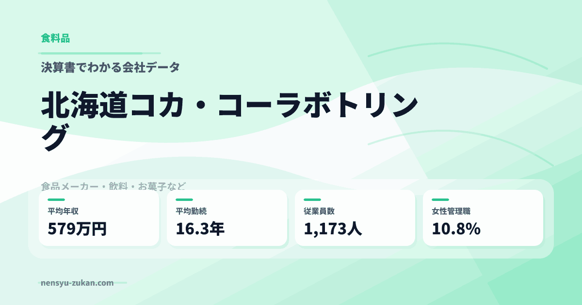 北海道コカ・コーラボトリングの年収・働き方データ