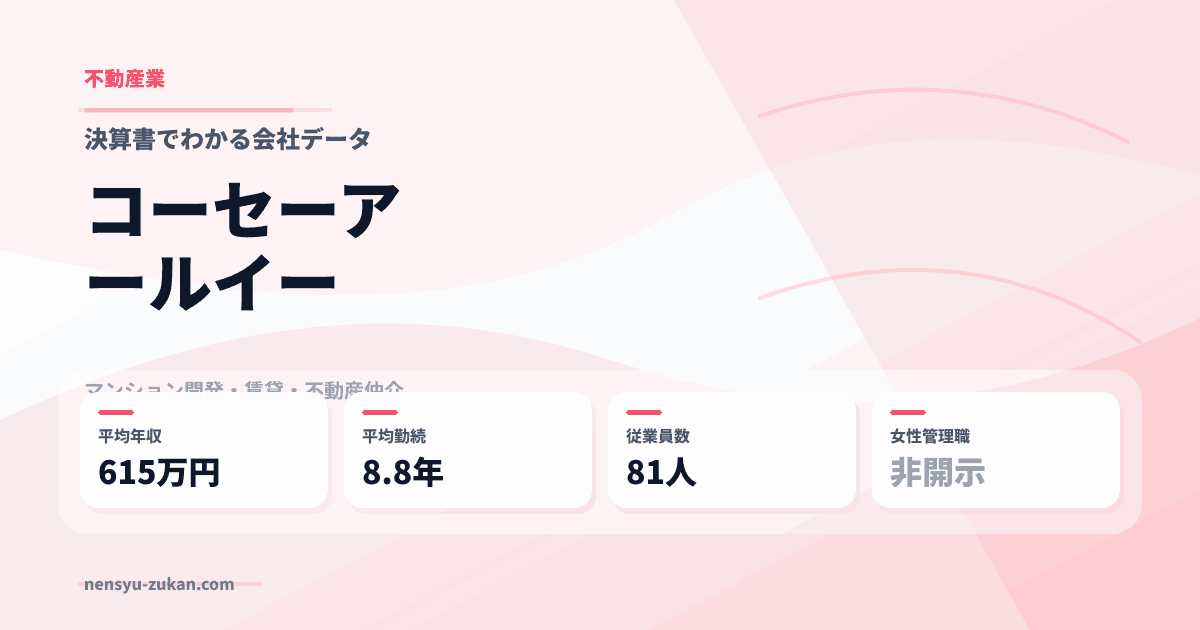 コーセーアールイーの年収・働き方データ