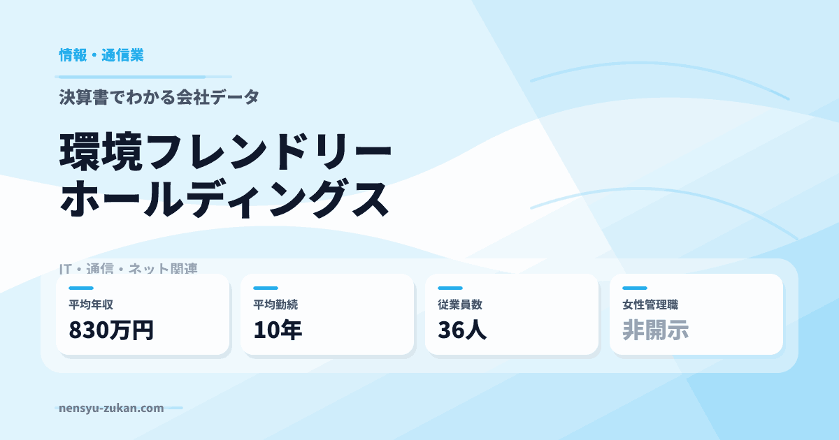 環境フレンドリーホールディングスの年収・働き方データ
