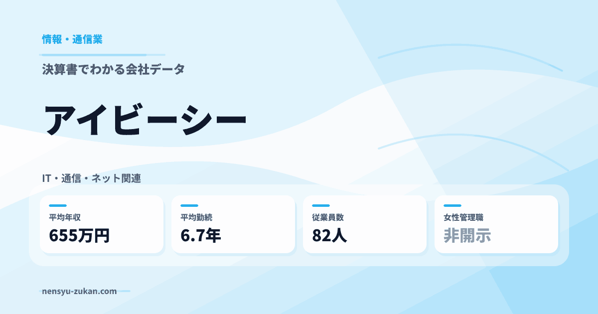 アイビーシーの年収・働き方データ