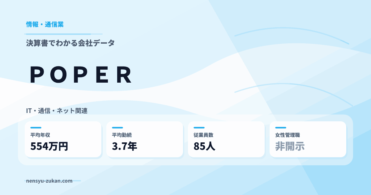 ＰＯＰＥＲの年収・働き方データ